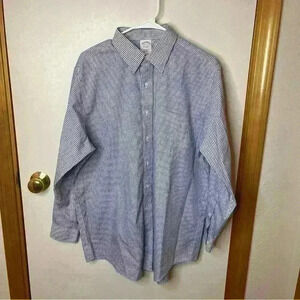 Brooks Brothers Dress Shirt Men’s 16.5 Blue Check Button Up Long Sleeve Casual
